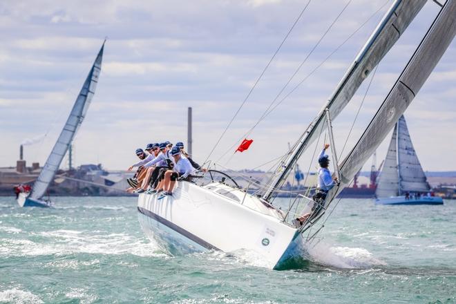 Sydney38s on Corio Bay Phoenix (centre) at 2016 Festival of Sails ©  Salty Dingo